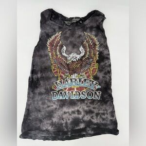 Harley-Davidson Eagle Graphic Tank Top Tie-Dye Black Women’s Small